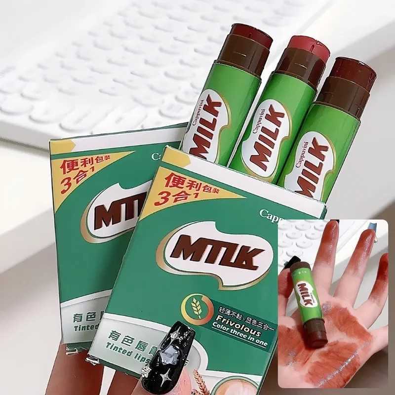 3pcs/pack Colored Nouritious Lip Balm Long-lasting Moisturizing Lipstick Set Red Lip Care Jelly Tinted Milk Lipsticks CosmeticsXJ241205