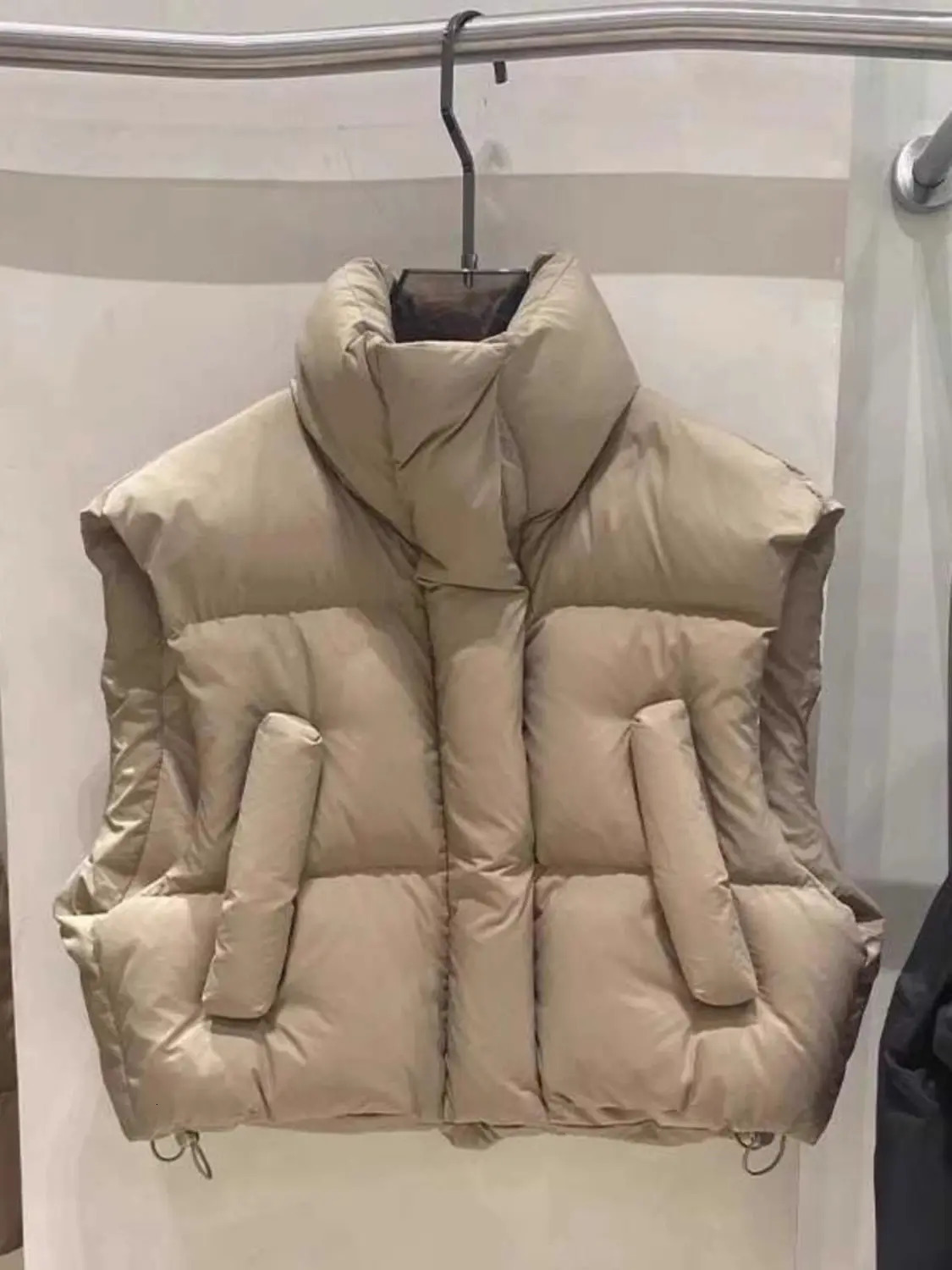 Trendy Stand Up Collar Short Cotton Jacket Vest Korean Version Fashionable No Wash Solid Color Versatile Vest Jacket 241205