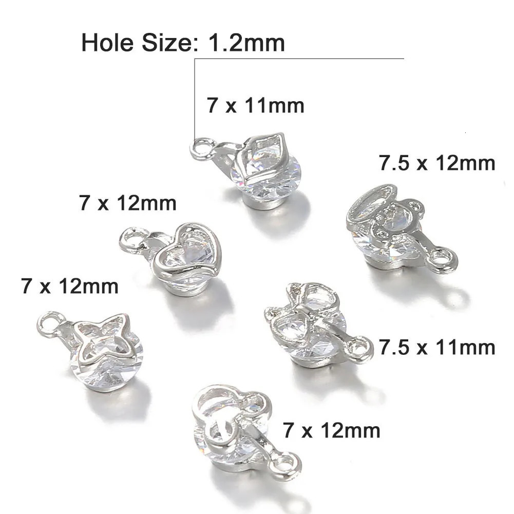10PCSLots Shining Small Zircon Pendants Heart Crystal Charms for Jewelry DIY Making Accessories 241122
