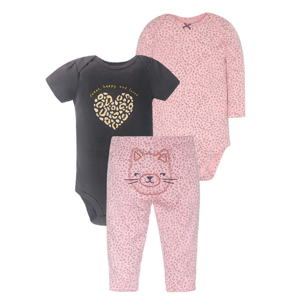 Newborn Baby Clothes Set Baby Boy Born Clothing 3PCS Bodysuit+Pants Outfit Toddler Girl Suit Infant Pajama Pure Cotton SetsXJ241205