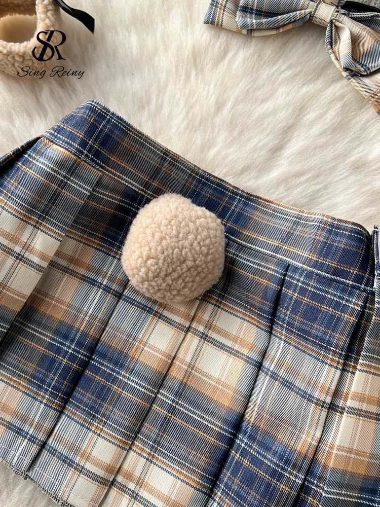 SINGREINY Summer 2023 Sexy Bra Brief Two Pieces Sets Lace Bow Strap Camis Pleated Short Skirt Bra Suits Women Thin UnderwearXJ241205