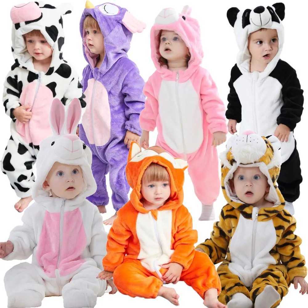 Pajamas Kigurumi Anime Onesie Kids Pajamas 1 2 3 4 Years Duck Bunny Owl Animal Cosplay Clothes Winter Soft Warm Children Pyjamas H241205