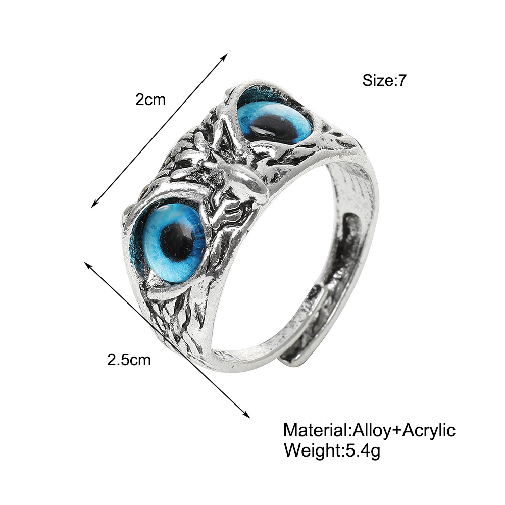 New Retro Alloy Blue Eyes Owl Ring Adjustable Jewellery Jewellery For Men & Women