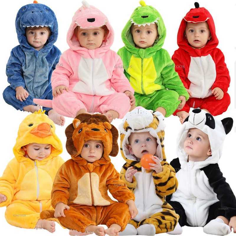 Pajamas Newborn Kids Dinosaur Kigurumi Pajamas Winter Thick Baby Blanket Slppers Toddler Infant Clothes Hooded Animal Pyjamas Sleepwear H241205