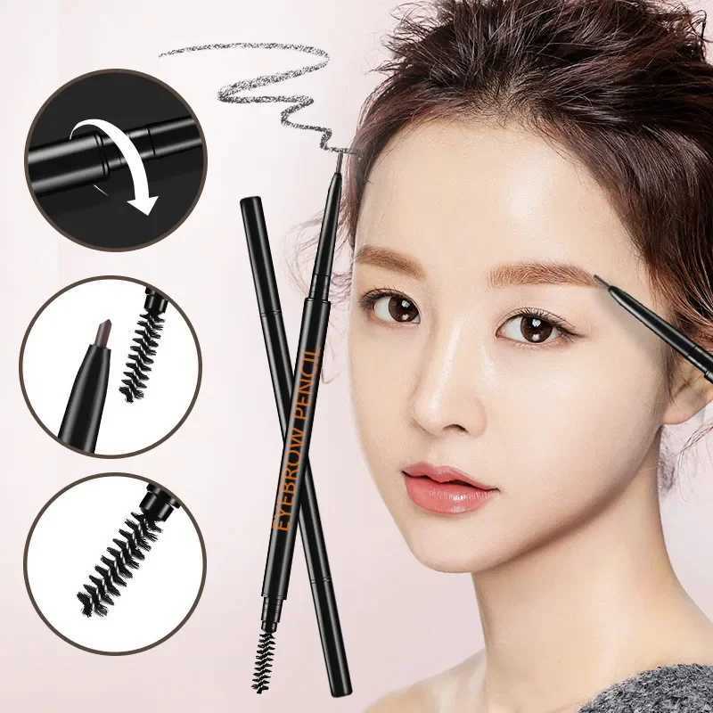 0.5mm thin eyebrow pencil dual head automatic rotation single line eyebrow pencil waterproof no makeup penW241205