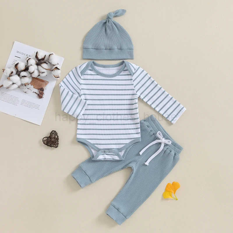 Infant Newborn Boy Cotton Clothing Set Stripe Romper Pant 3 6 9 12 18 Months Baby Boy OutfitsXJ241205