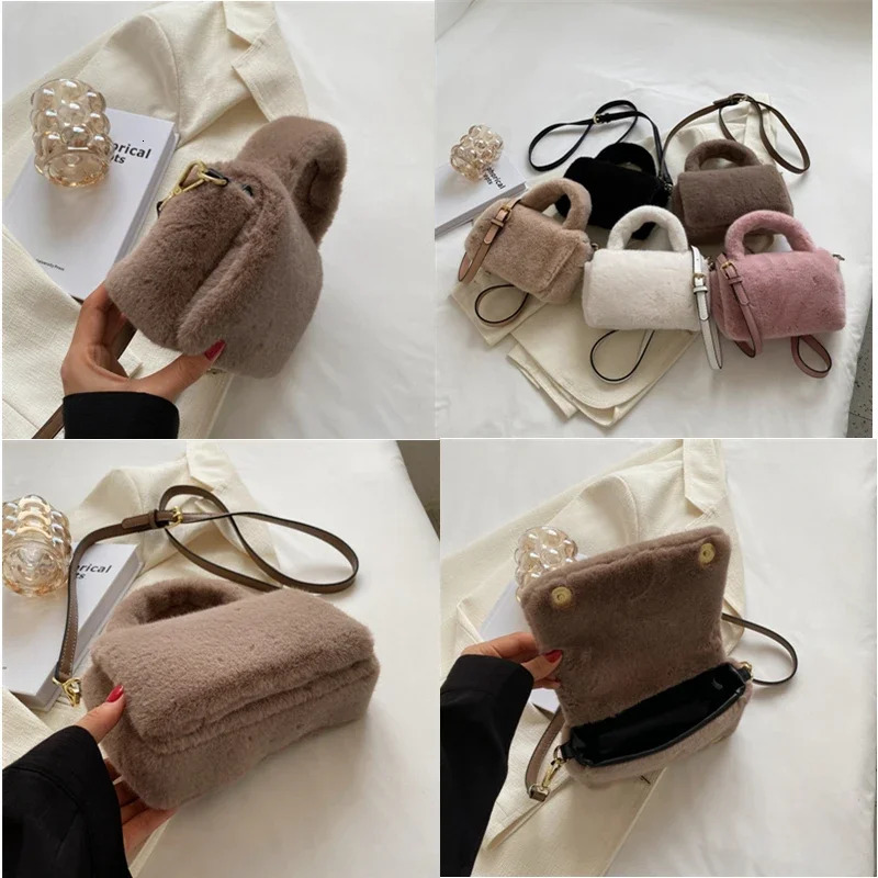 New Free Shipping Designer Bag High Quality Winter Plush Fashion Soft Faux Fur Small Womens Shoulder Cross Body Wallet Trend Handbag