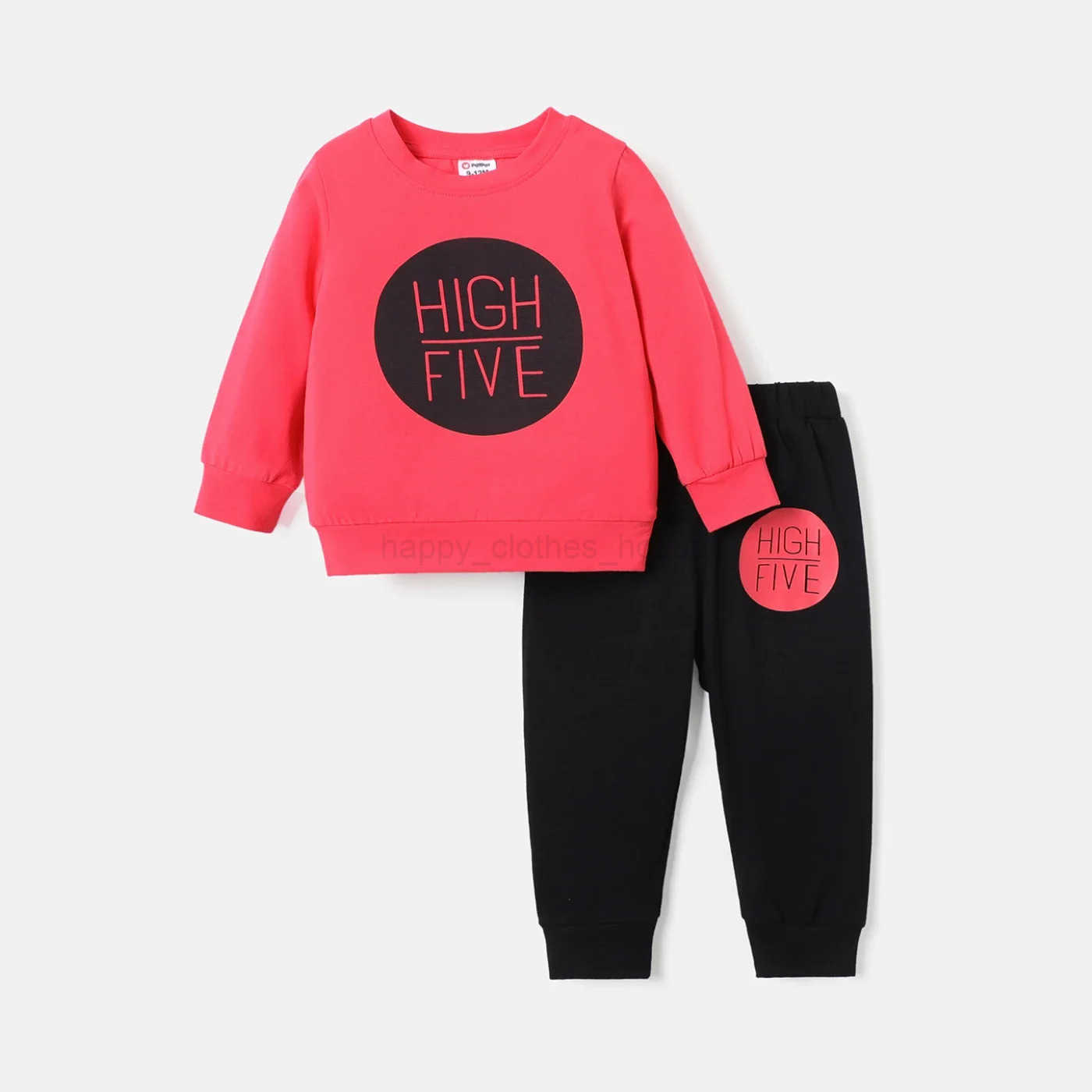 2pcs Baby Boy/Girl Long-sleeve Letter Print Sweatshirt Sweatpants Set Perfect for Outings and Daily Wear Basic SleXJ241205