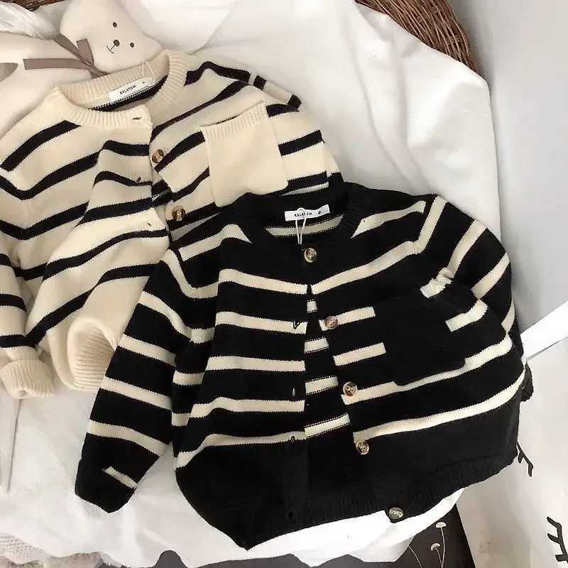 Childrens soft wax striped sweater cardigan suitable for boys and girls in spring and summer W241205