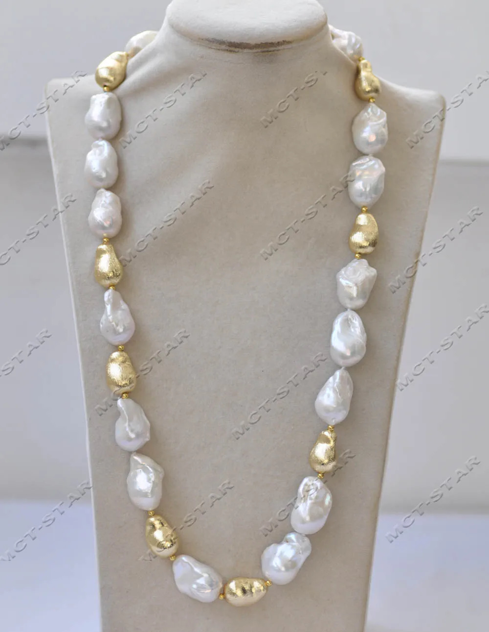 Z13124 Set 24mm White Baroque Keshi Rebirth Pearl Gold Plated Peasecod Necklace Bracelet Earrings 241205