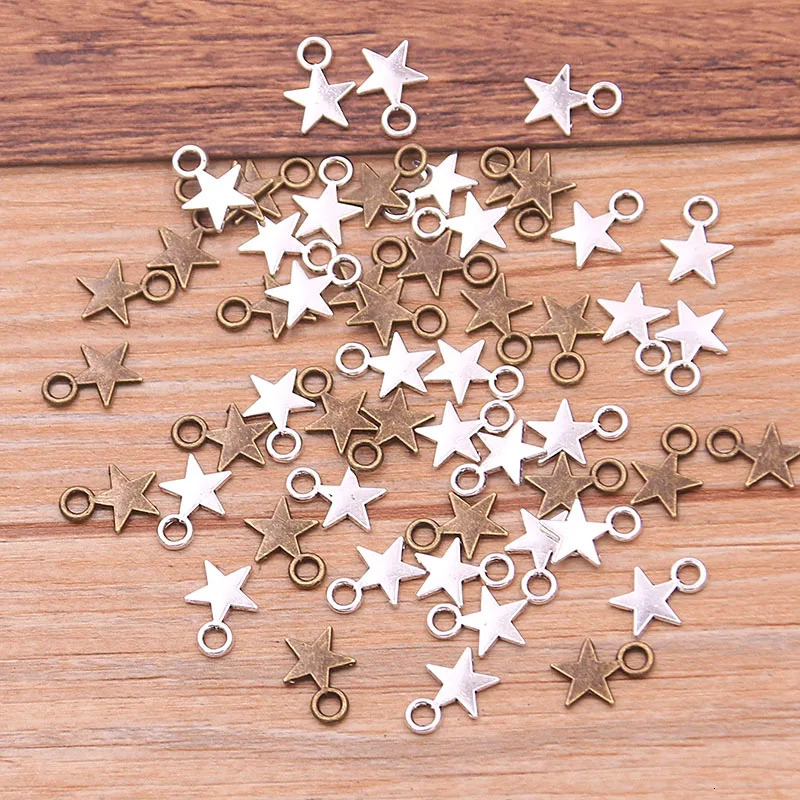 100PCS 811mm 3 Color Metal Zinc Alloy MINI Fivepointed Star Charms Fit Jewelry Pendant Makings DIY Handmade Craft 241122