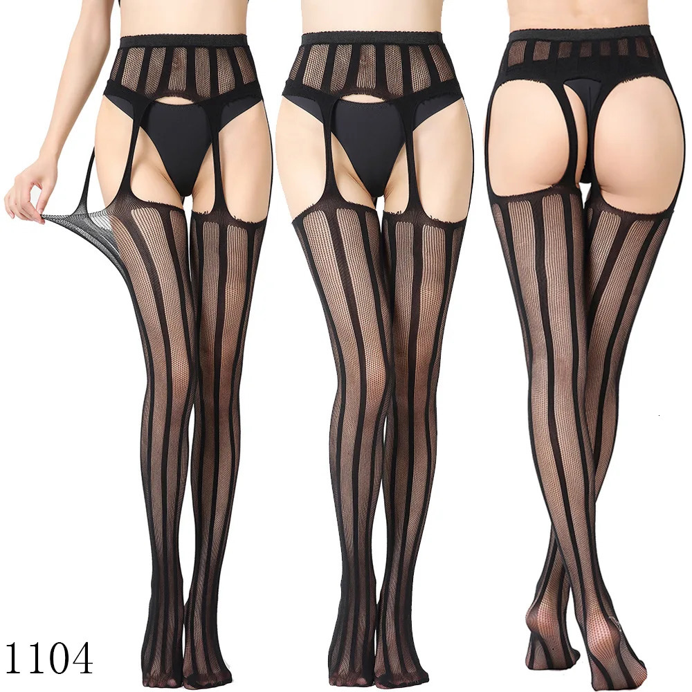 Sexy Womens Fishnet Stockings Pantyhose Black Garters Long Socks Nightclub Party Female Lingerie Tight Leggings 241204