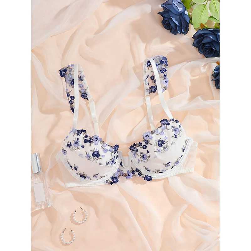 Lingeries Sexy Set Floral Embroidery Push Up Lingerie See through Bra Sets 2pcs Lady Fancy Underwear Delicate Intimate LingerieXJ241205
