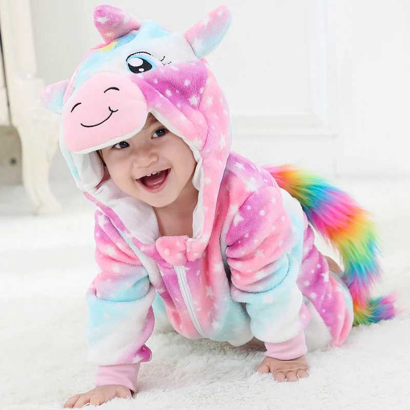Pajamas Baby Romper Newborn Infant Clothing Boy Girl Pajamas Kigurumi Animal Onesie Jumpsuit Panda Costume Winter Baby Rompers H241205