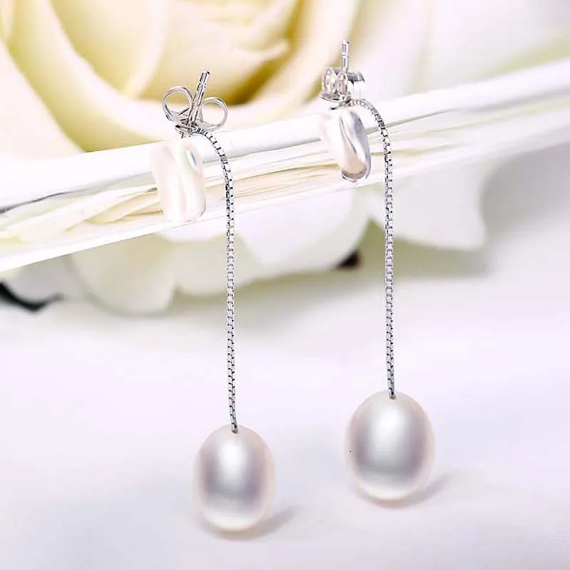 S925 pure silver natural pearl earrings suitable for womens long water droplet pendant earrings fashionable jewelry free delivery 241205