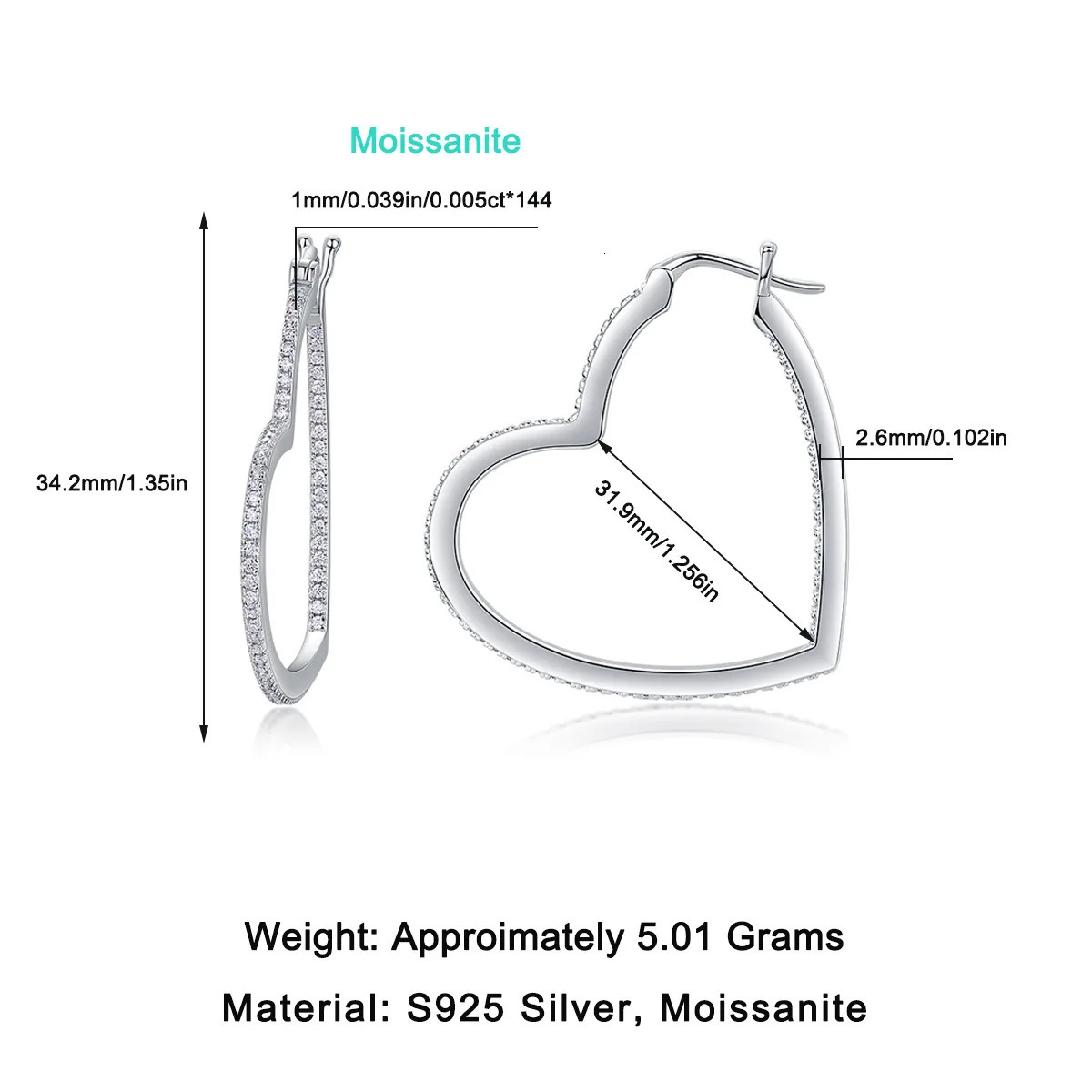 Halaile D colored all silica S925 pure silver heart ring earrings with GRA fashionable and exquisite jewelry suitable for womens daily gifts 241205