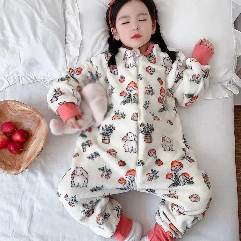 Pajamas Cartoon Flannel Fleece Children Baby Sleepwear Warm Winter Clothes Toddler Sleep Clothing Pajamas For Girls Boys Kids 1-6T H241205