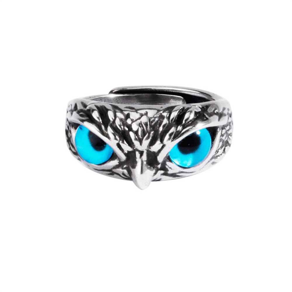 New Retro Alloy Blue Eyes Owl Ring Adjustable Jewellery Jewellery For Men & Women
