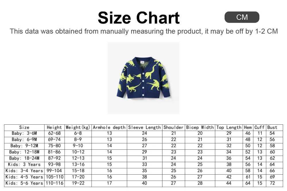 Baby/toddler dinosaur knitted sweater with secret button soft and comfortable perfect for going out W241205