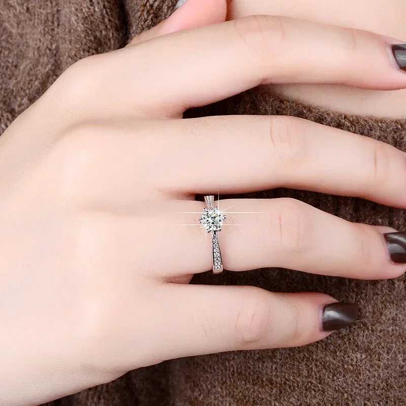 PT950 Platinum Eternity Rings Real 0.5CT 1CT Moissanite Ring for Women Top D Color VVS1 Diamond Engagement Wedding Ring W241205