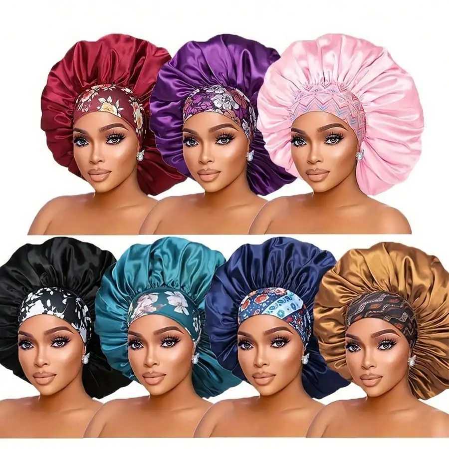 Womens Satin Sleep C High Density Bonnet Breathable Design Elastic Wide Band Soft FabricXJ241205