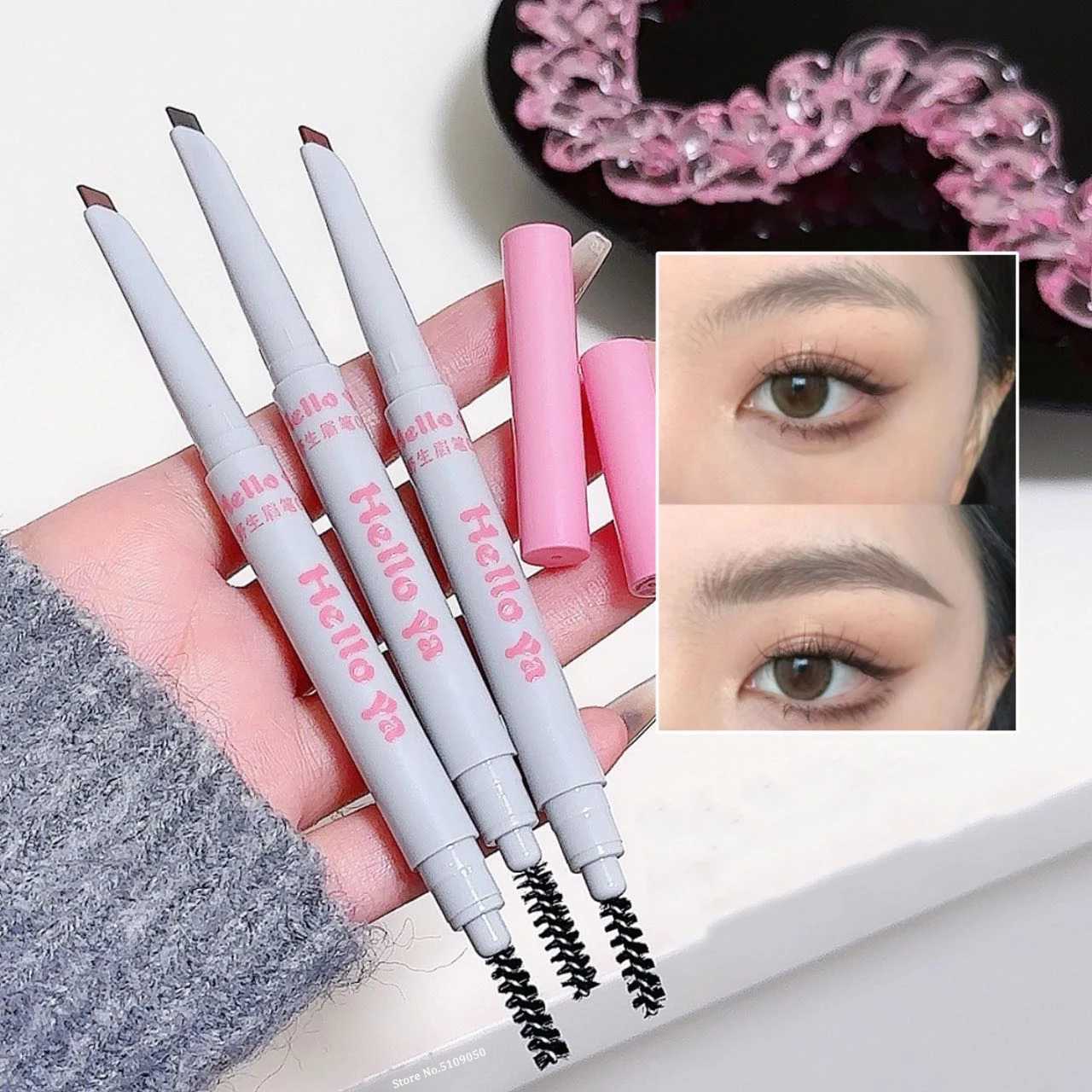 2-inch eyebrow pencil professional makeup 4-color waterproof eyebrow tattoo brush durable eyebrow pencil W241205