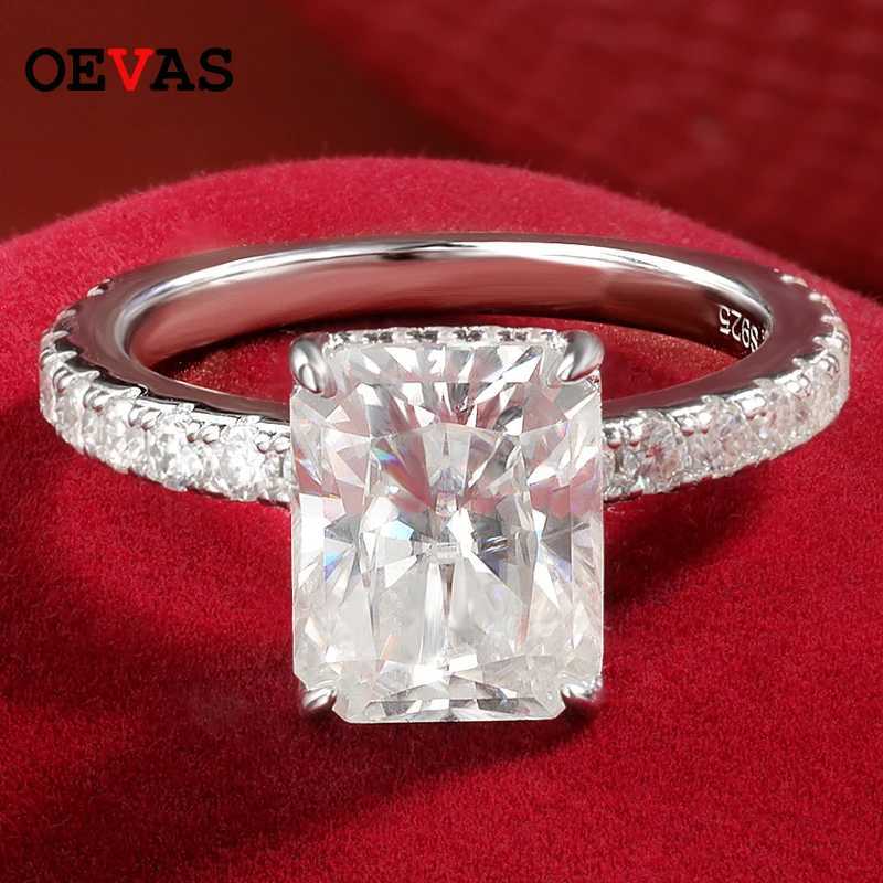 OEVAS 4-carat D-color Radiant Jade Cutting All Mo Silica Womens Wedding Ring% 925 Pure Silver Party Exquisite Jewelry W241205