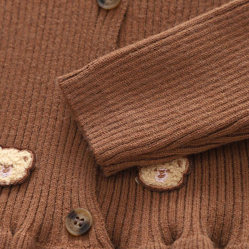 2PCS Baby Girls Fall Knit Outfits Long Sleeve Button Down Cardigan Tops + Pants Set Toddler Warm ClothesXJ241205