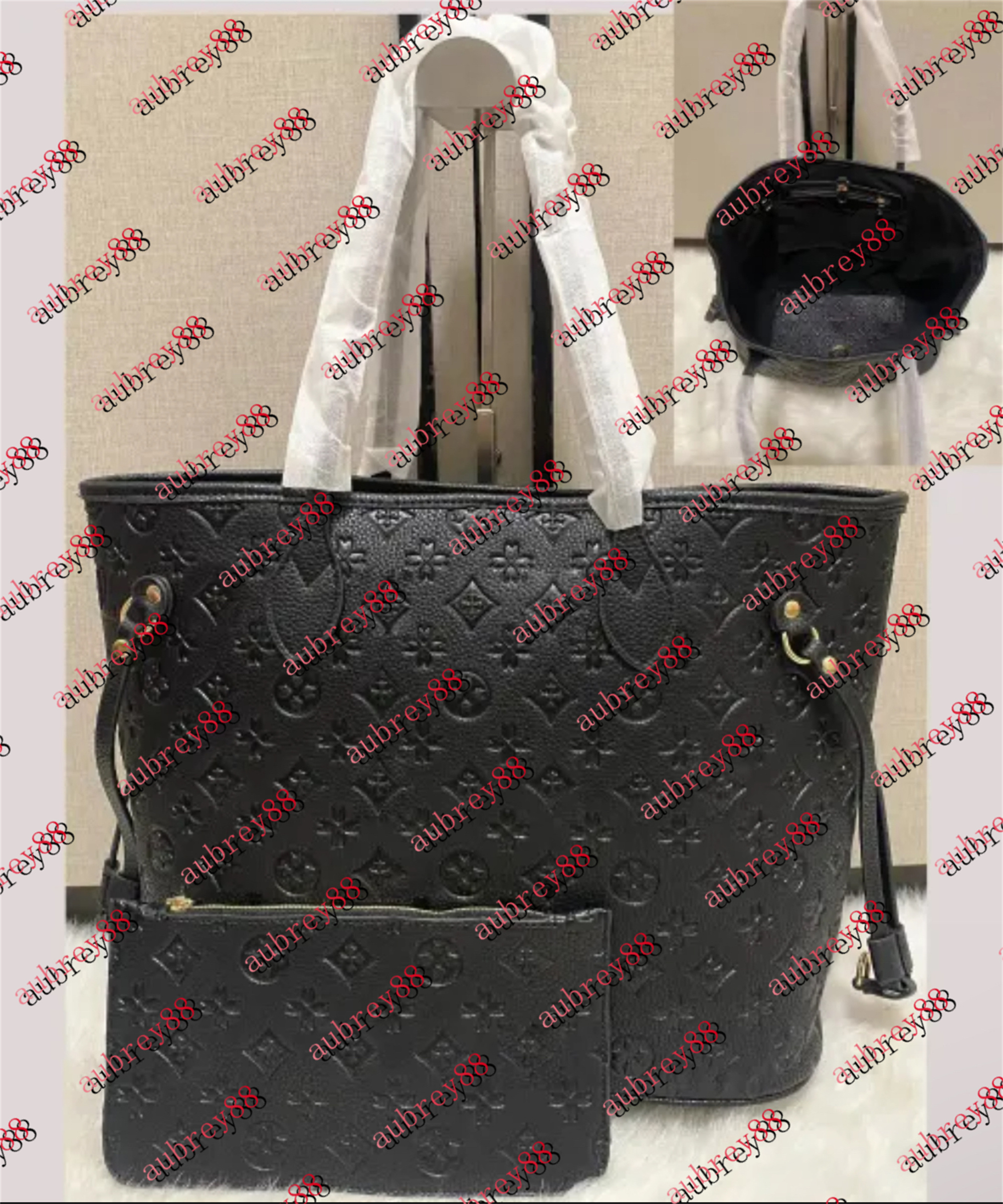 designer bag 2pcs Set Naverfull Enbossed Flower Women Cross body Handbag Shoulder Bags Composite Lady Clutch Tote shopping Female louise viutton bag Purse Wallet