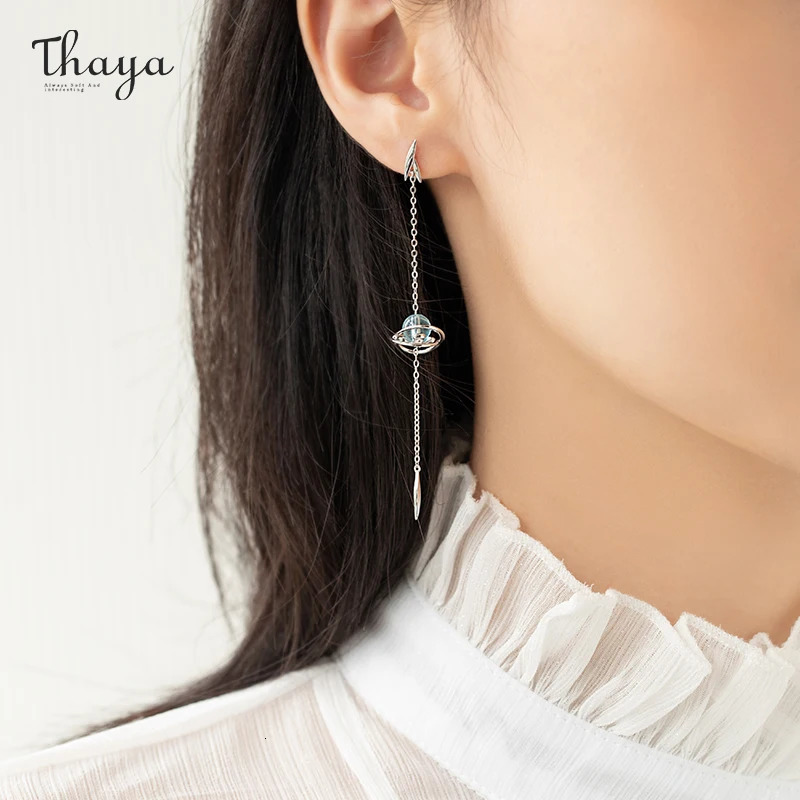 Thaya 100% genuine S925 sterling silver womens earrings pendant crystal earrings charm womens fashion gift exquisite jewelry 241205