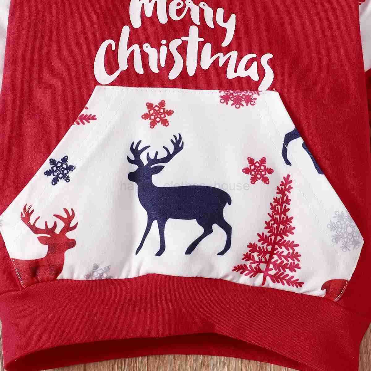 Christmas Clothes 0-18M Newborn Baby Girls Boys Deer Outfits Casual Hooded Sweatshirts Tops Pants 2Pcs Autumn Infant Kids SetXJ241205