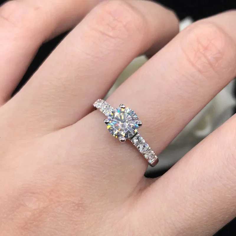 Solid white gold PT950 white gold 14Kmoissanite diamond ring 1 carat wedding recommended diamond ring CLS simple fine-tuning W241205