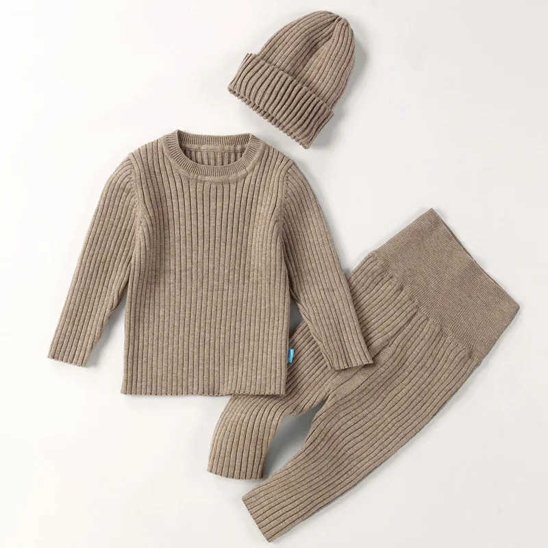 3PCS/Lot Baby Clothes Set Boys Girls Soft Knitted Sweater+Hat+Pants Clothing Sets Autumn Winter Infant Baby OutfitsXJ241205