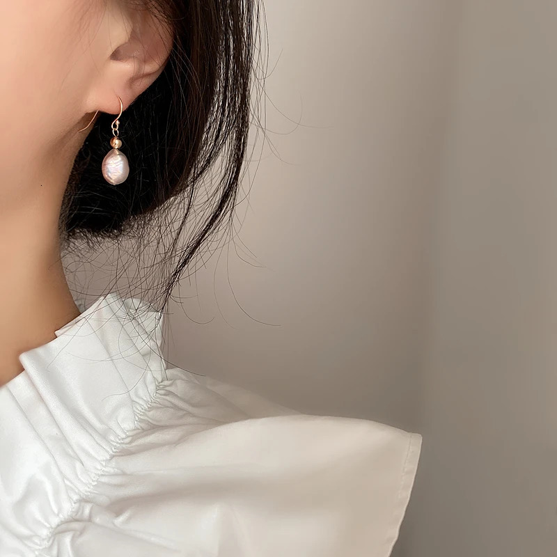 Lili Ji Purple Pearl Earrings 925 Sterling Silver Baroque Pearl Pendant Earrings Womens Jewelry Gifts 241205