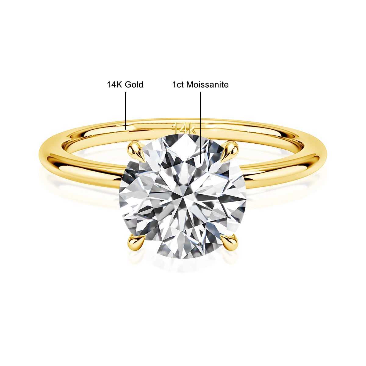 Szjinao% Real Gold 14k Moissanite Ring Womens Luxury Wedding AU585 K Gold Promise Ring Cleaning Sales Popular Items W241205