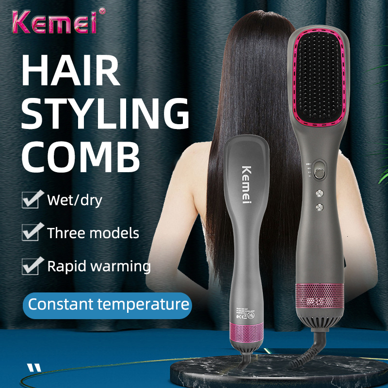 Multifunctional Electric Brush Hair Dryer Ion- Straightening Curg Iron Blower Comb Hot Air Styg Salon Tool