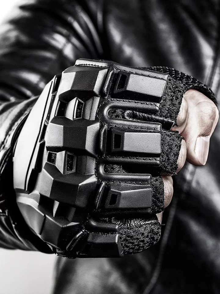 Motorcycle Tactical Mittens Gloves Safety Outdoor Cycling Brass Knuckles Fighting Racing Bicycle Self Defence Riding Winter Men 241204