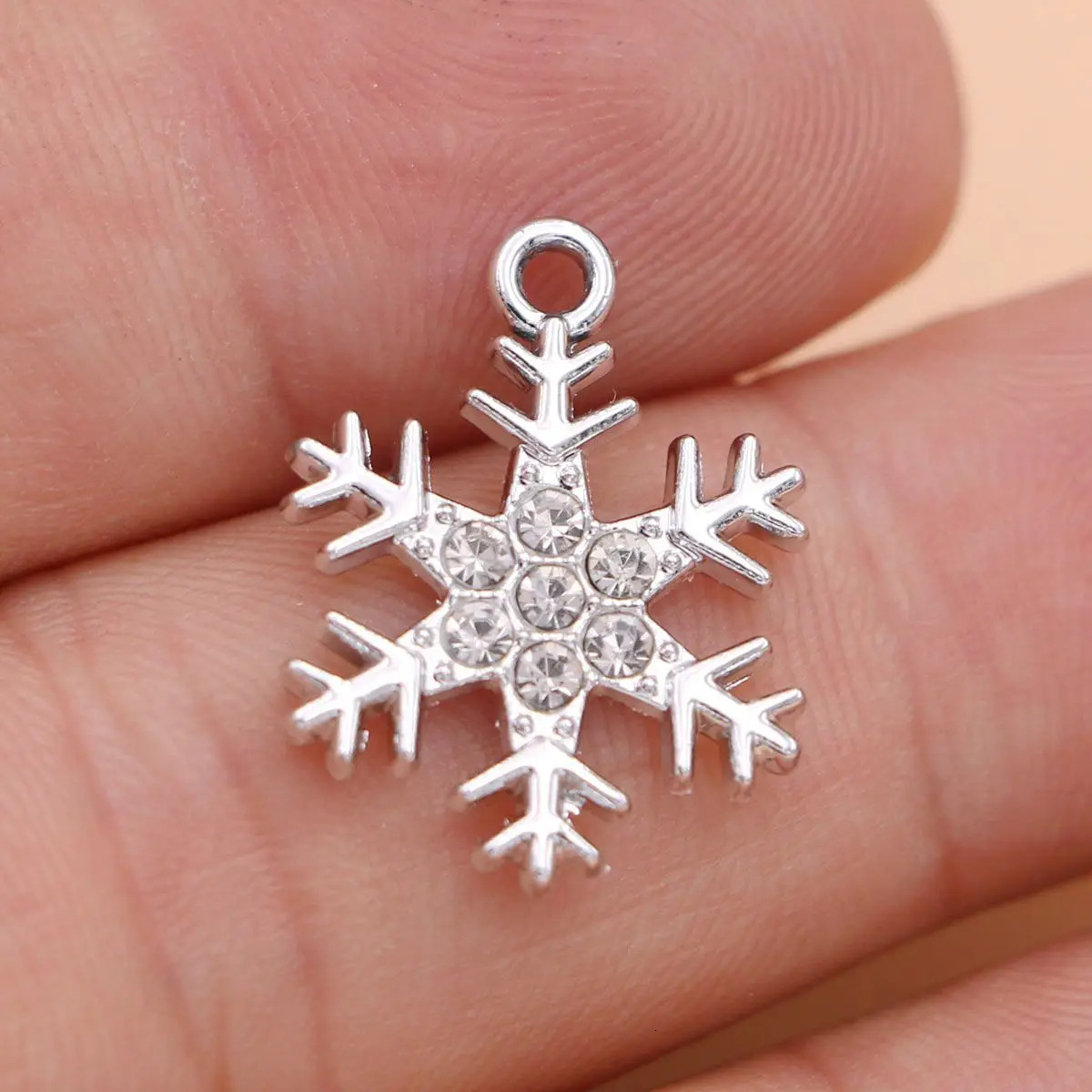 10Pcs Gold Plated Crystal Snowflake Charm Pendant for Jewelry Making Bracelet Necklace DIY Accessories Craft Findings 22x17mm 241122