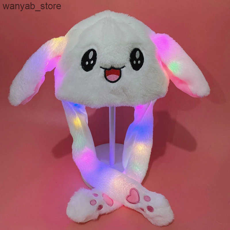 Cloches LED plush rabbit hat with glowing rabbit ears sports ears cute winter hat funny gifts for adults and children role-playing costumes L240910