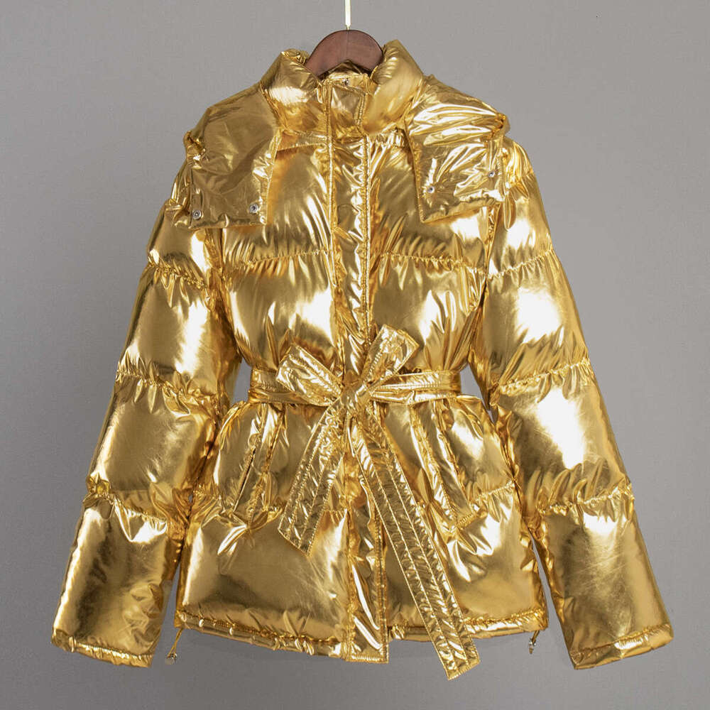 Hooded women's sports outdoor glossy bread European American autumn and winter cotton jacket, 2024 new casual versatile fashion clothing