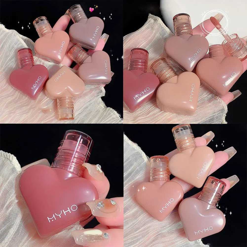 1Pc Waterproof Matte Nude Lip Gloss Brown Nude Pigment Dark Red Long Lasting Velvet Love Liquid Lipstick Women Makeup Lip GlazeXJ241205