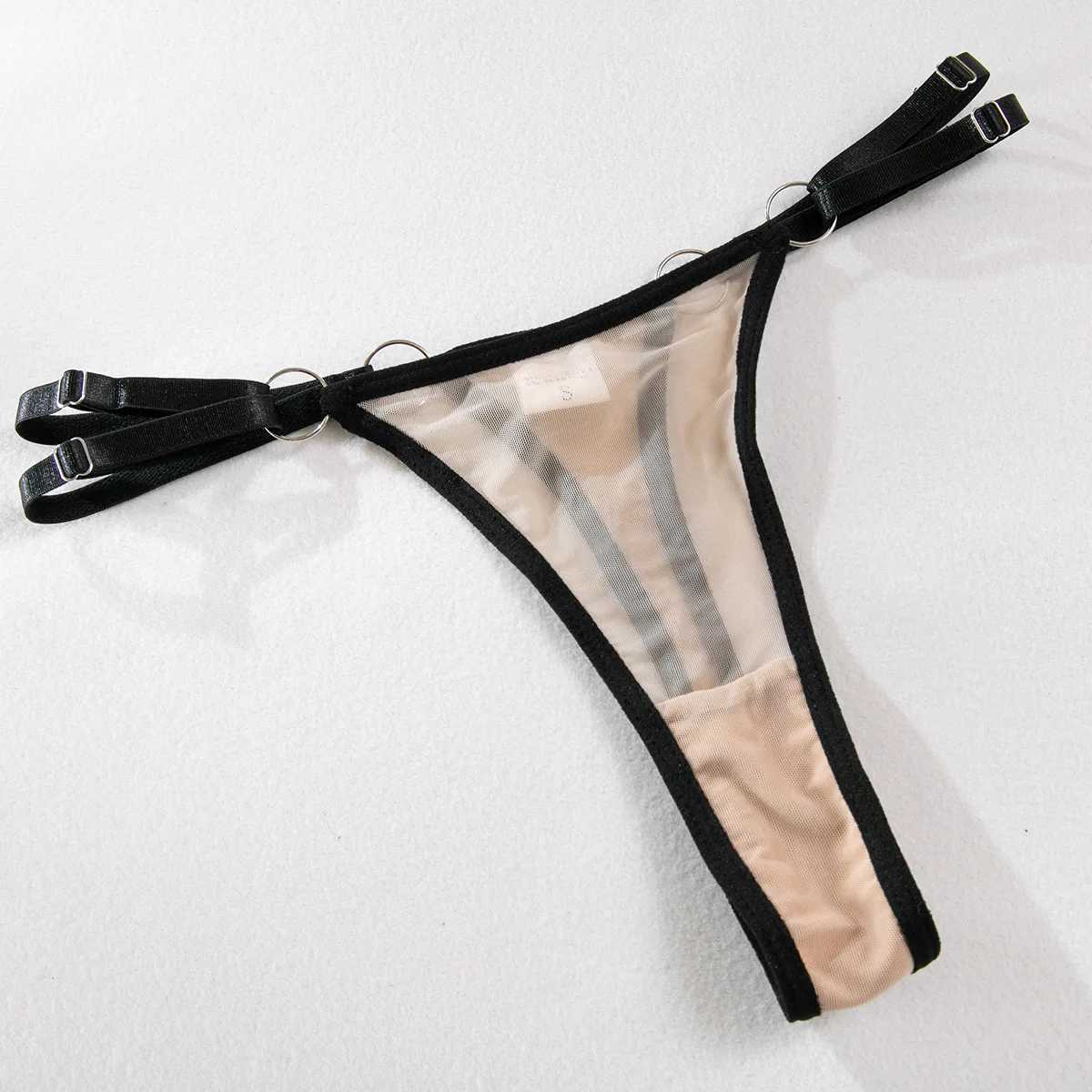 Three Piece Hot Selling Spliced Underwear Bra with Steel Ring Sexy Contrast Color Intimates Set Womens Mesh Exotic Apparel SuitXJ241205