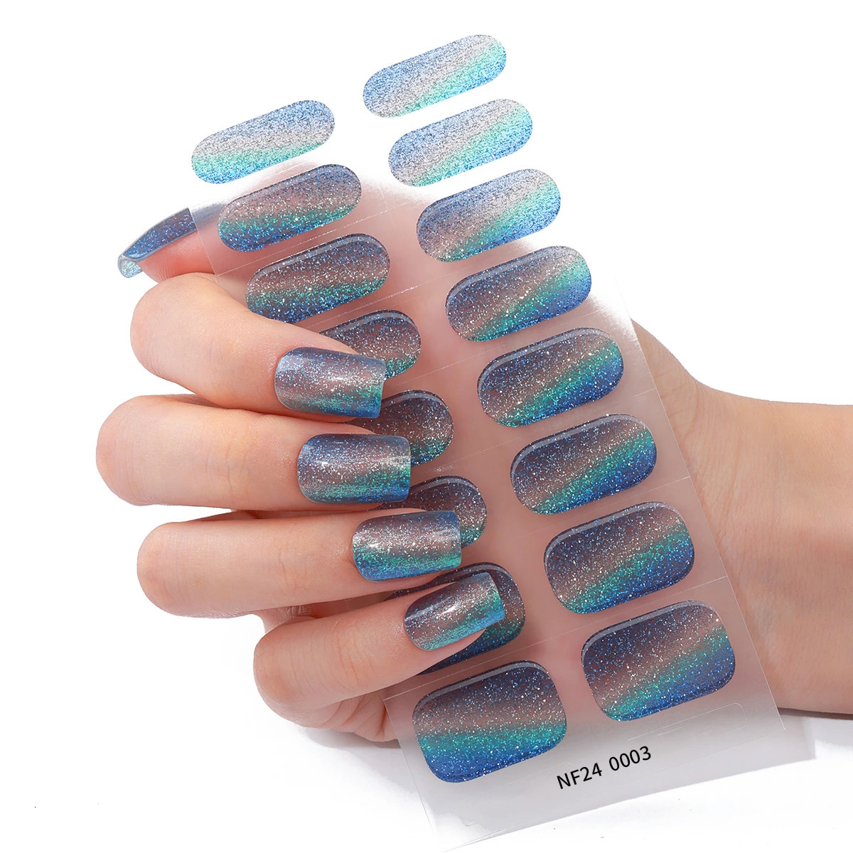 6 pieces/set Flash semi curing gel nail strip Cats eye gel nail sticker Long life full set gel nail package for Year gift 241205