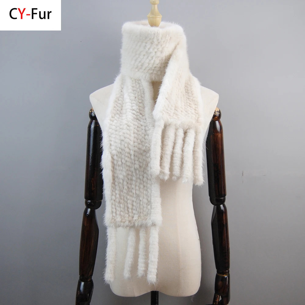 Womens Winter Warm True Mink Scarf 100% Genuine True Mink Muffler Womens Fashion High Quality Natural True Mink Knitted Scarf 241205