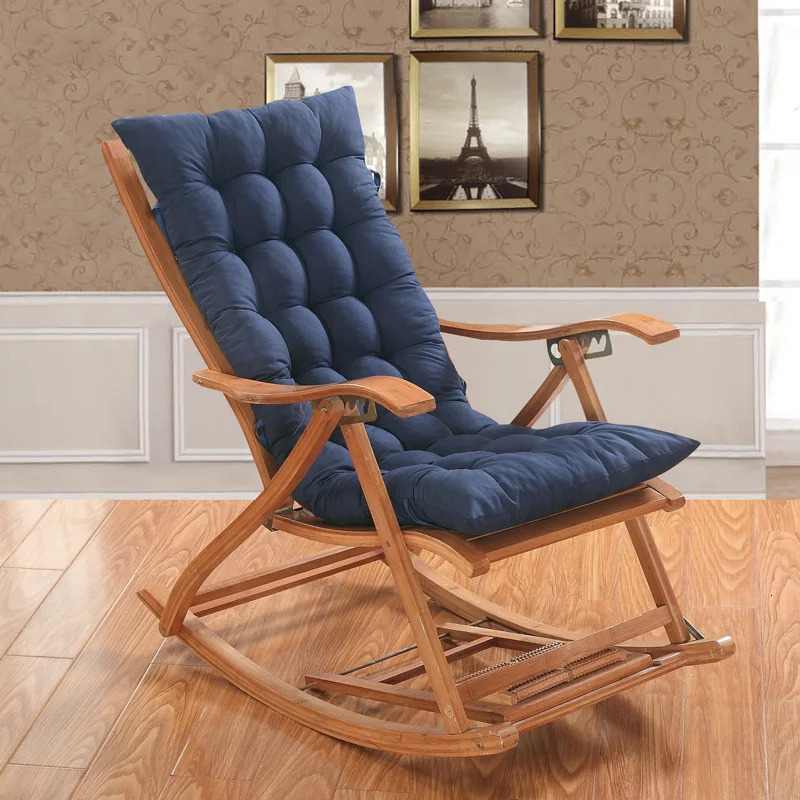 Four season thick bench cushion rocking chair solid color thick outdoor garden lounge chair 241205