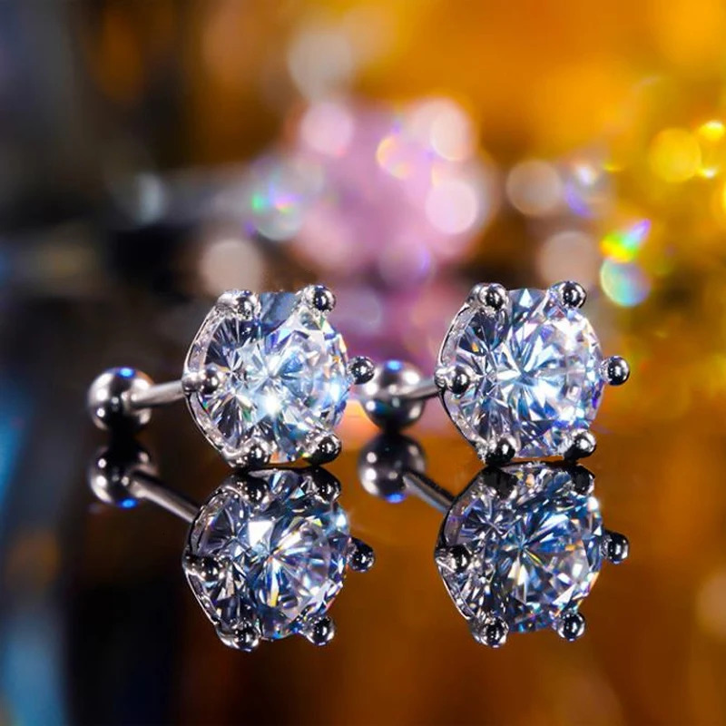 NKHOG Real 2 carat 8mm earrings for female threaded earrings 925 sterling silver jewelry pass diamond testing 241205