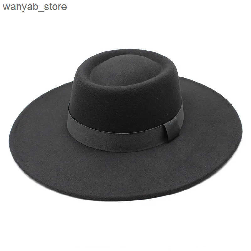 Cloches Fedoras Bowler Black Fashion Autumn Winter felt Panama Church Beach Wedding Picture Warm Fashion Pink L240910