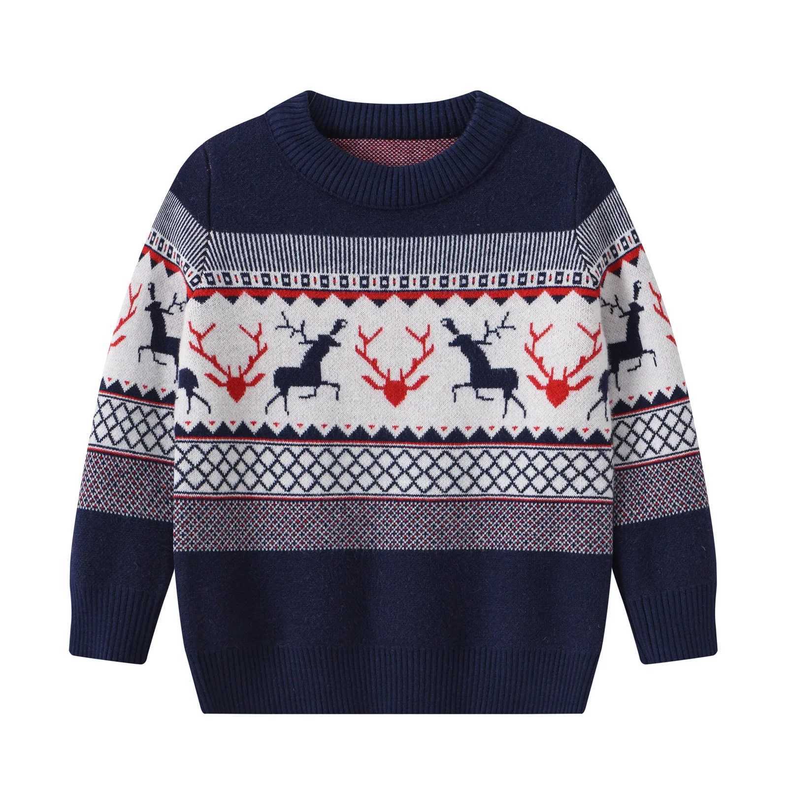 Christmas Childrens Sweater Casual Baby Warm Elk Printed Knitted Girls Sweater Cute Top for Boys and Girls Tree Pulling Flower Childrens Clothing W241