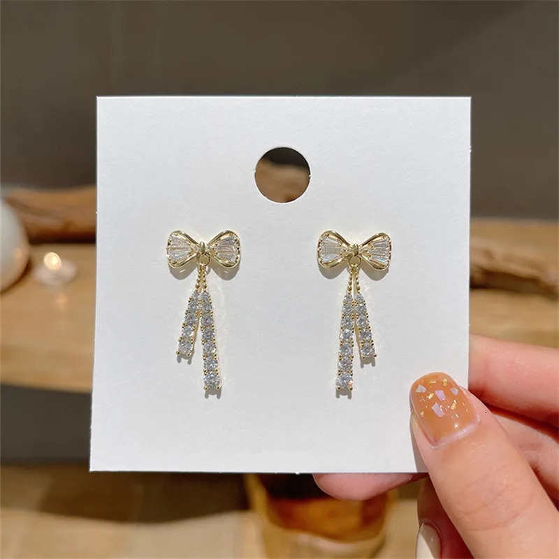 Anziw Korean D-color Mo silica drop earrings original silver 925 bow tassel earrings womens gift jewelry with certificate 241205