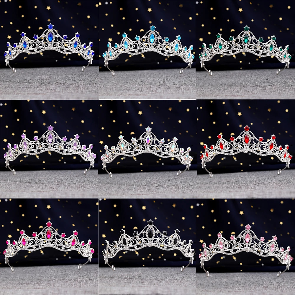 Stylish Bridal Crown Princess Tiara Crystal Baroque Pageant Crowns King Headdress Wedding Hair Accessories 241122